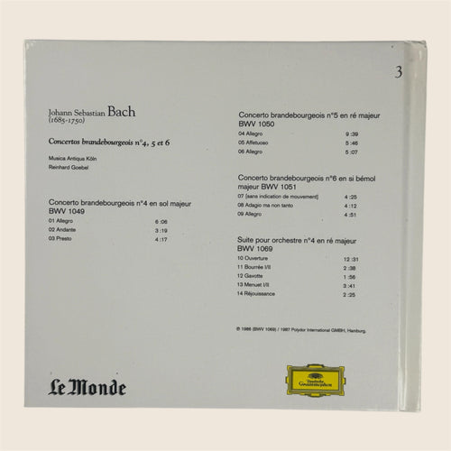 CD Bach – Concertos brandebourgeois n°4, 5 & 6 – Reinhard Goebel – Musica Antiqua Köln – Deutsche Grammophon – Le Monde